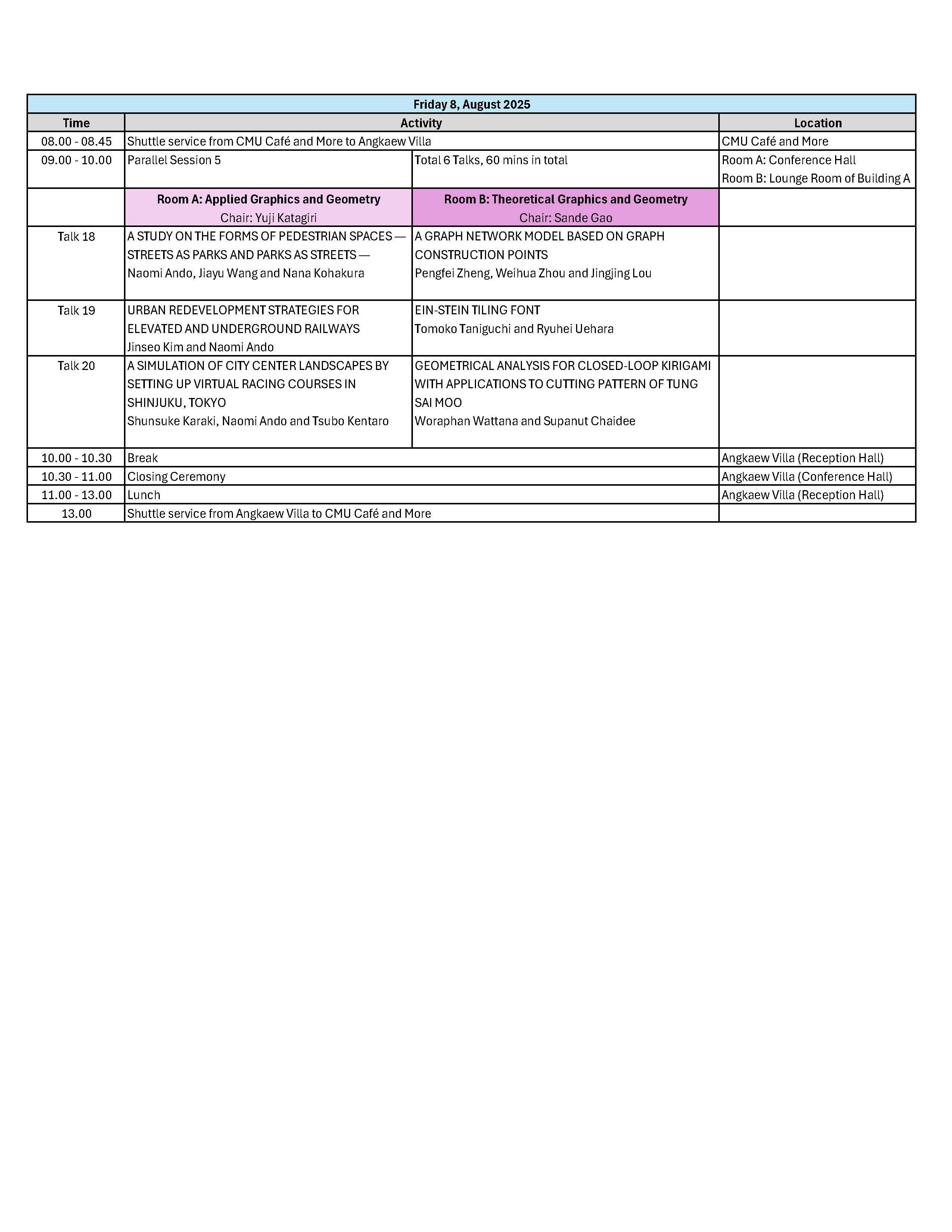 Program Schedule Page 3